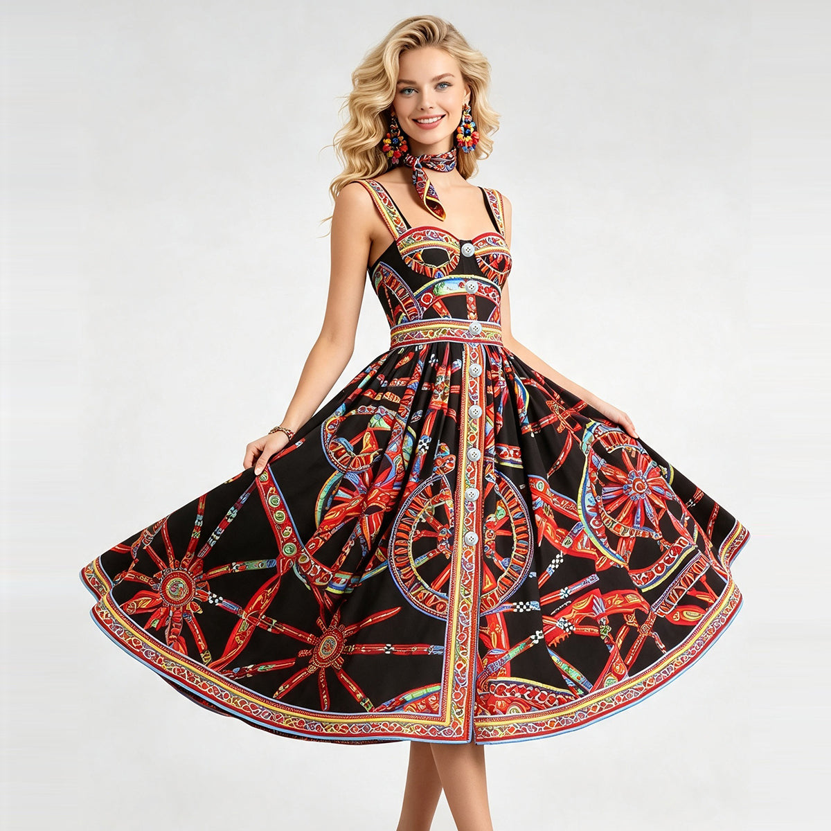 Women Summer Daily Sleeveless Printed Dress