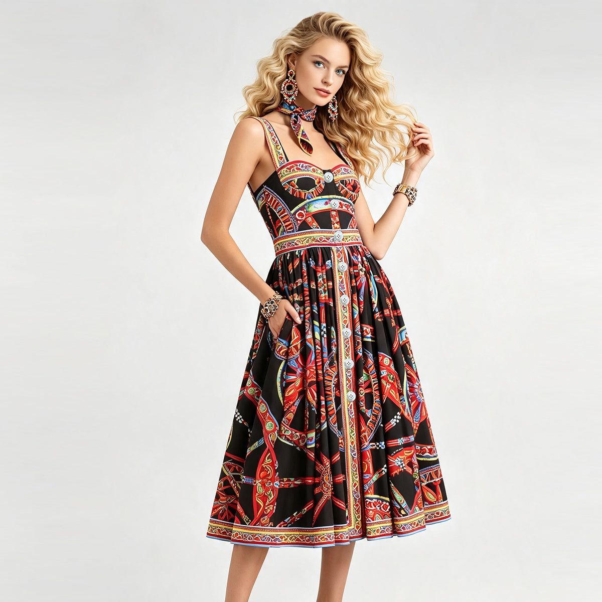 Women Summer Daily Sleeveless Printed Dress
