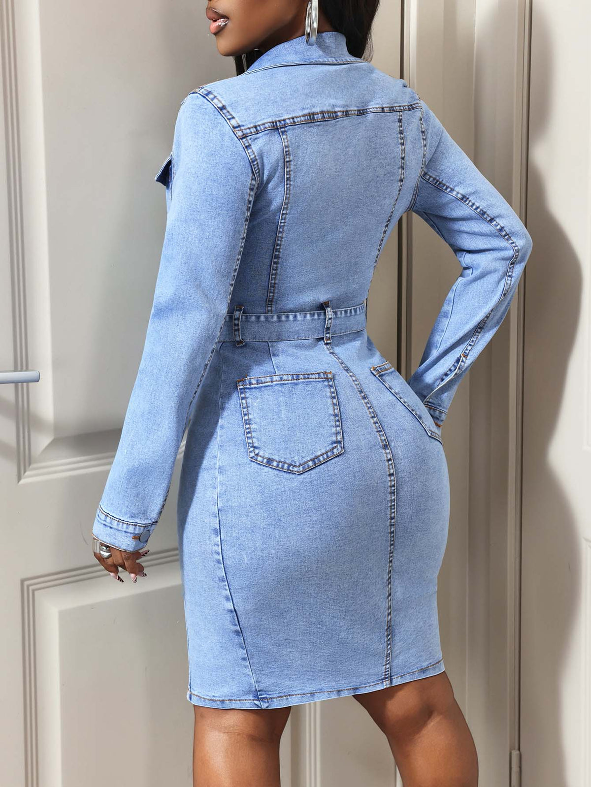 Women Long Sleeved Denim Dress