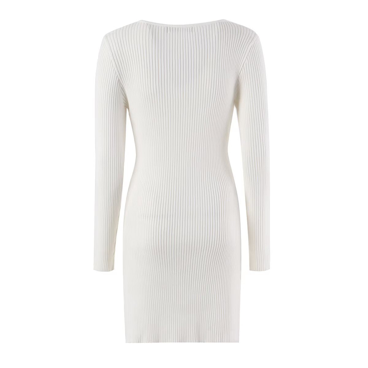Women Clothing Fashionable Hollow Out Cutout out Tied Long Sleeve Knitted Dress
