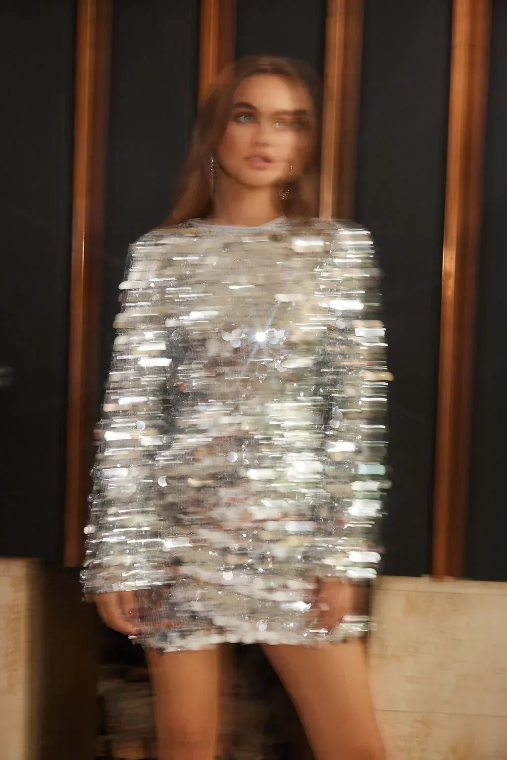 Paillette Sequin Crew Neck Bell Sleeve Shift Mini Dress 13