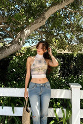 Diamonds Splice Halter Sheer Top