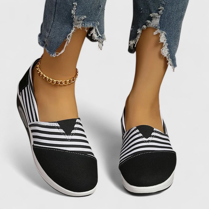 Striped Slip On Platform Wedge Sneakers