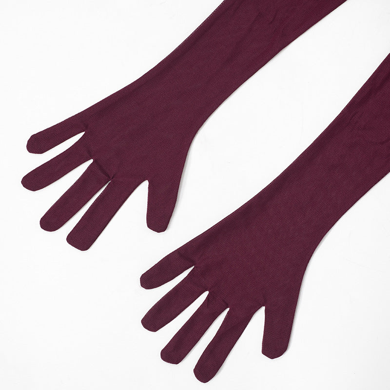 Hudson Maxi Dress With Stole And Gloves - Maroon