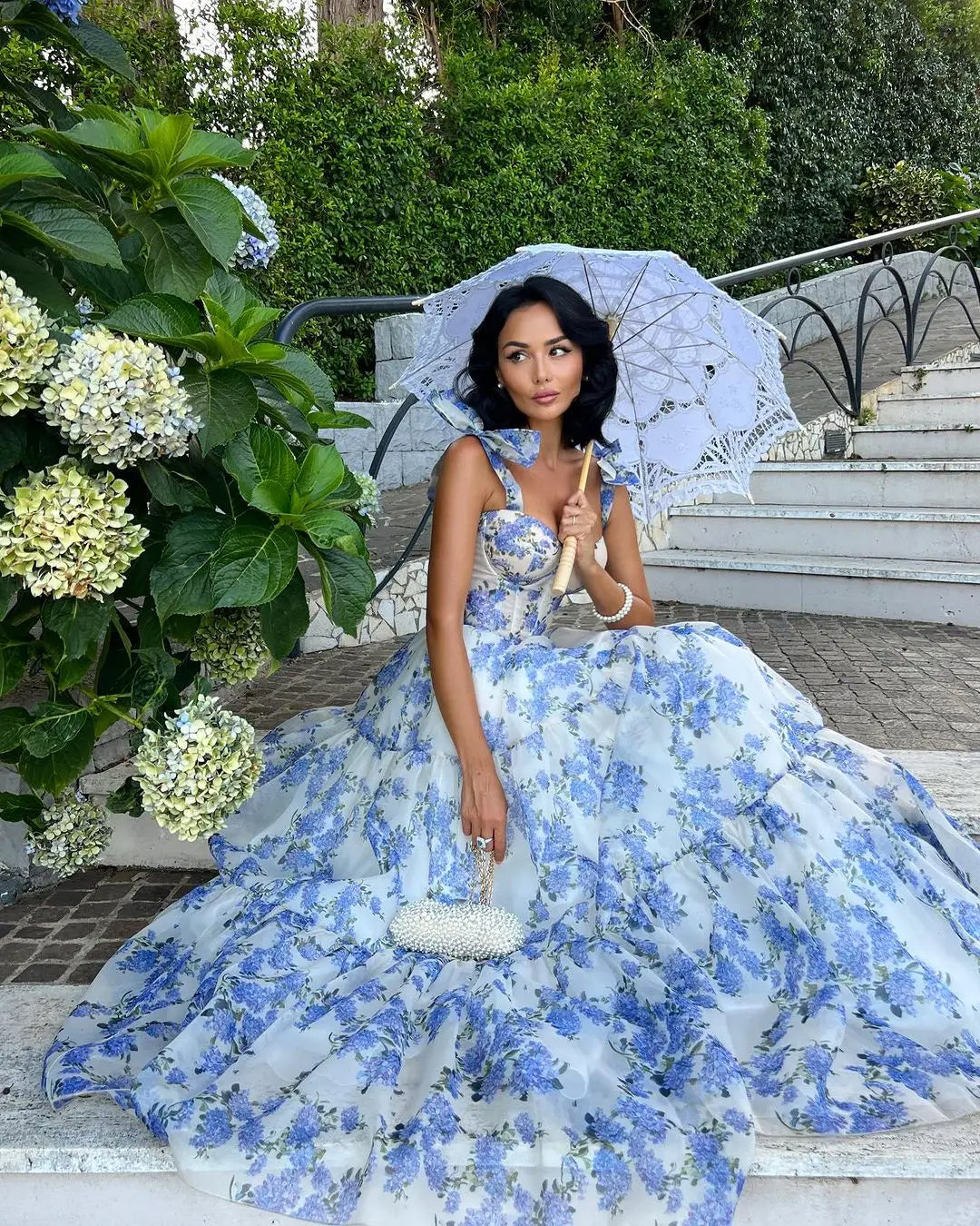 Sophia Blossom Graceful Floral Tie Strap Maxi Dress