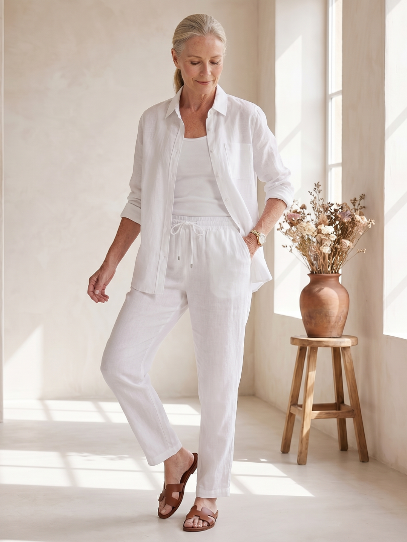 Long Sleeve Shirt and Tapered Pants Two Piece Set
