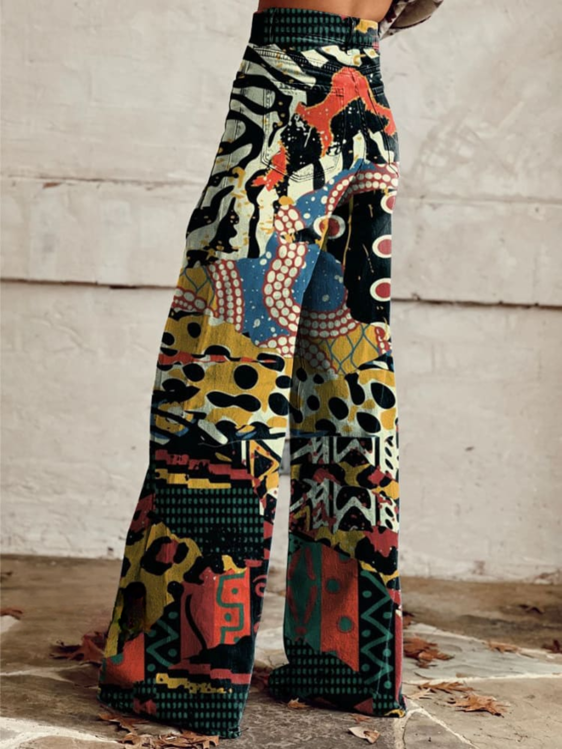 Abstract Print High Waist Wide Leg Pants