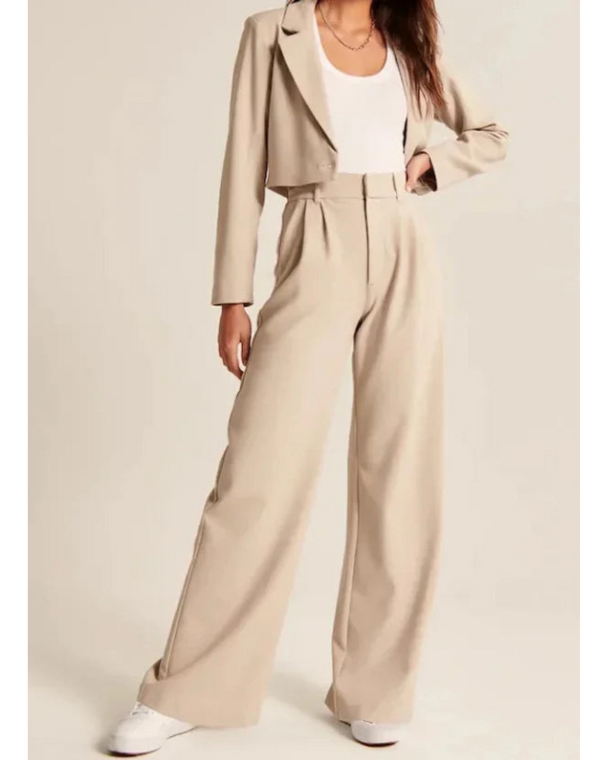 High Waist Pleated Wide Leg Trousers