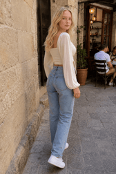 ALLUKASA Sexy Mesh Lantern Sleeve Crop Top