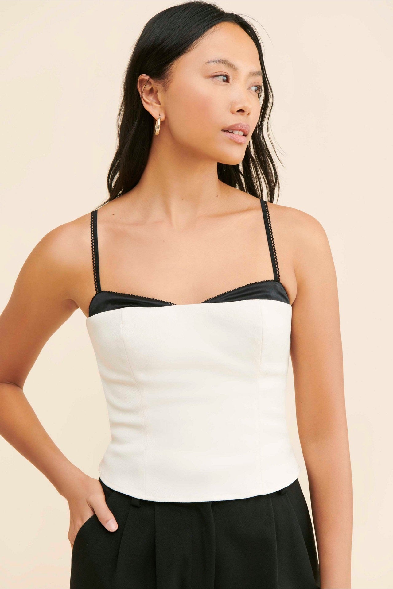Colorblock Lace Trim Cami Top