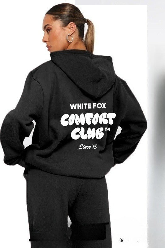 Slogan Print Oversized Pullover Hoodie and Joggers Two Piece Set 2