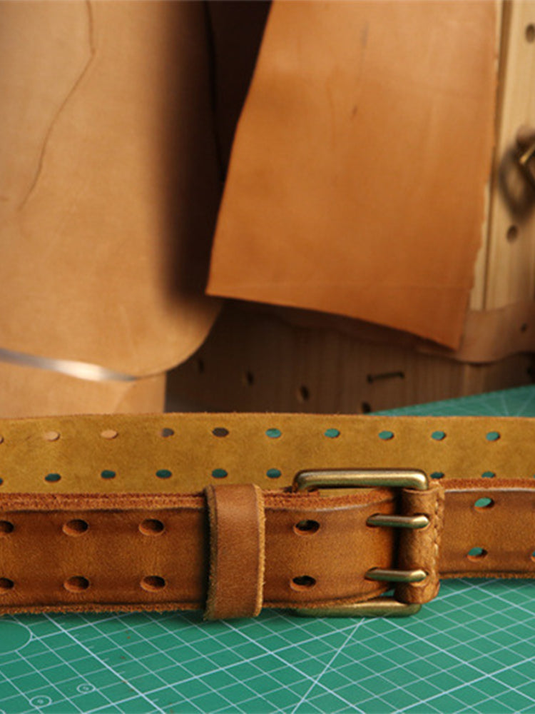 Double Needle Cowhide Vintage Belt
