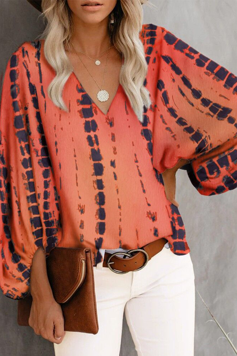 Elegant Print Floral Basic V Neck Blouses(8 Colors)