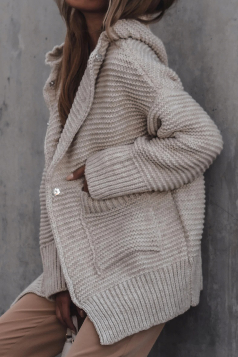 Pocket Hooded Button Oversized Cardigan