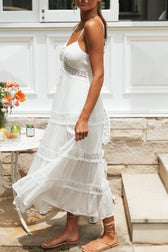 Ruffled Strap A-Line Flared Boho Dress