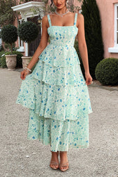Chiffon Strap Maxi Floral Dress 10