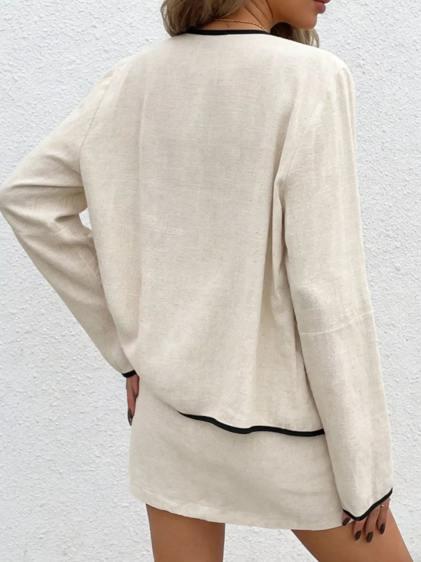Contrast Trim Top and Skirt Set