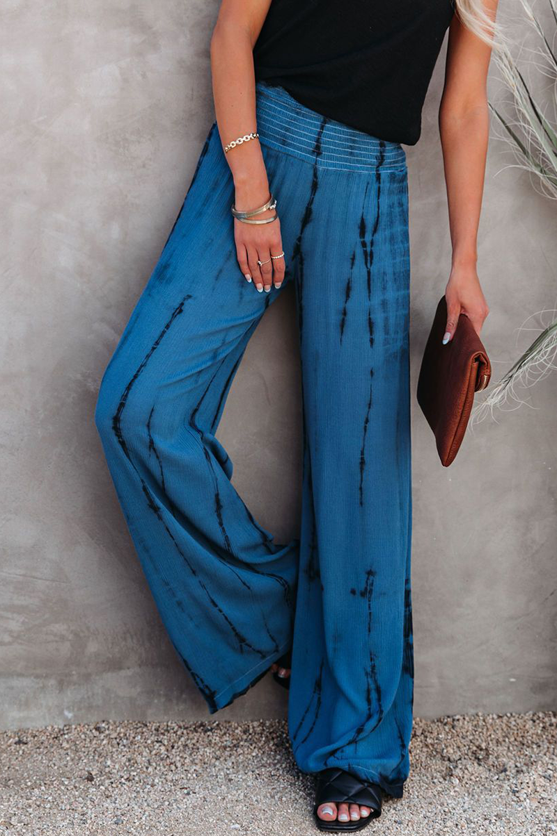 Casual Print Patchwork Straight High Waist Wide Leg Full Print Bottoms(7 colors)