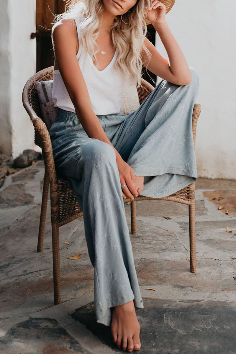 Casual Print Patchwork Straight High Waist Wide Leg Full Print Bottoms(7 colors)