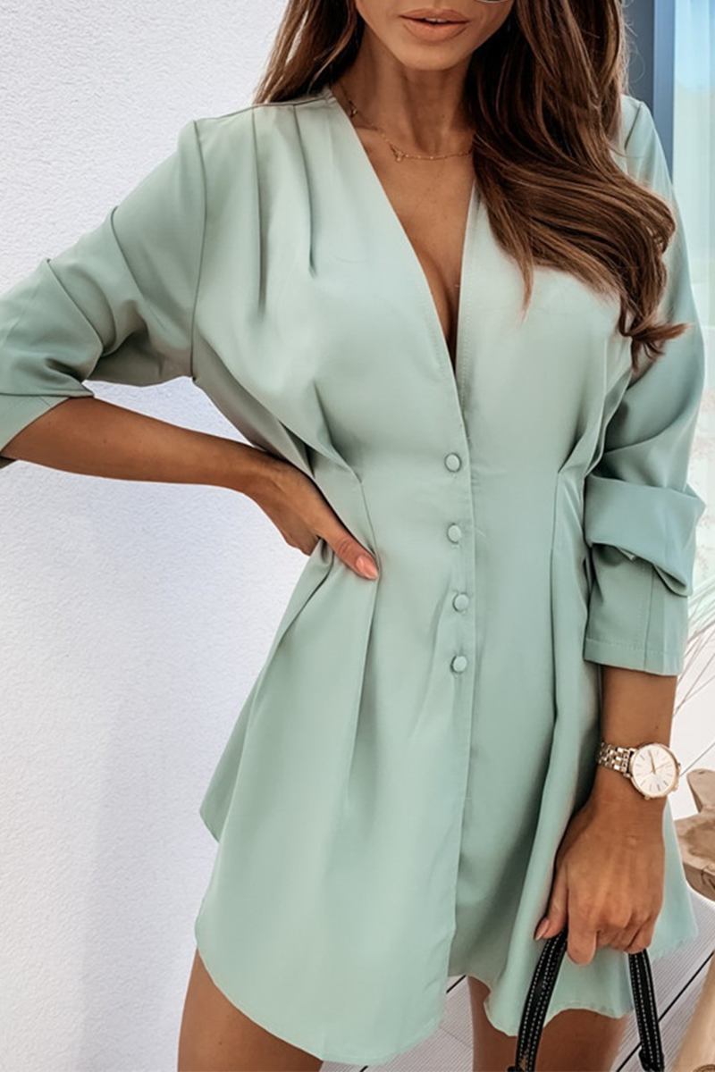 Gaia Statement Long Sleeved V Neck Mini Dress Boutique Collection