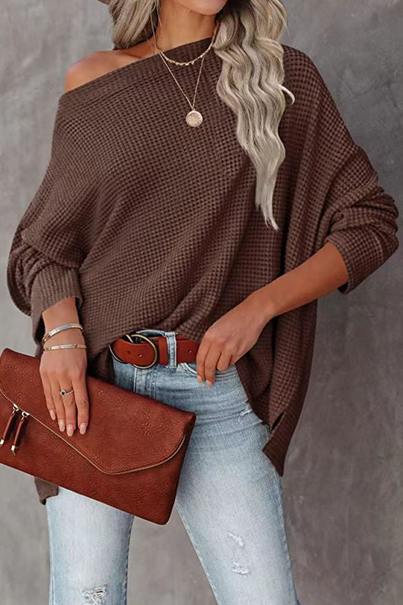 Boat Neck Thermal Knit Top