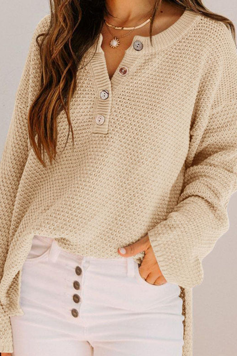 Waffle Knit Henley Sweater