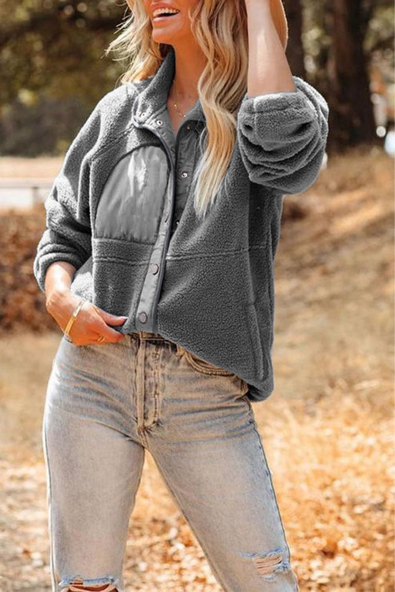 Button Pockets Fleece Jacket