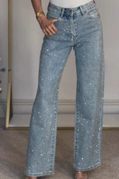 High-Waist Vintage Washed Flared Denim Jeans