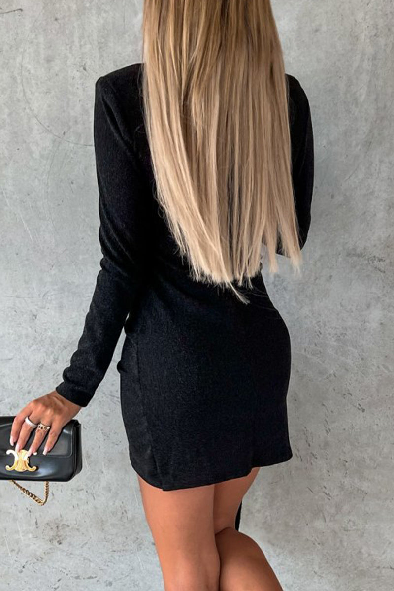 Sexy Elegant Solid Fold Half A Turtleneck Irregular Dress Dresses(3 Colors)