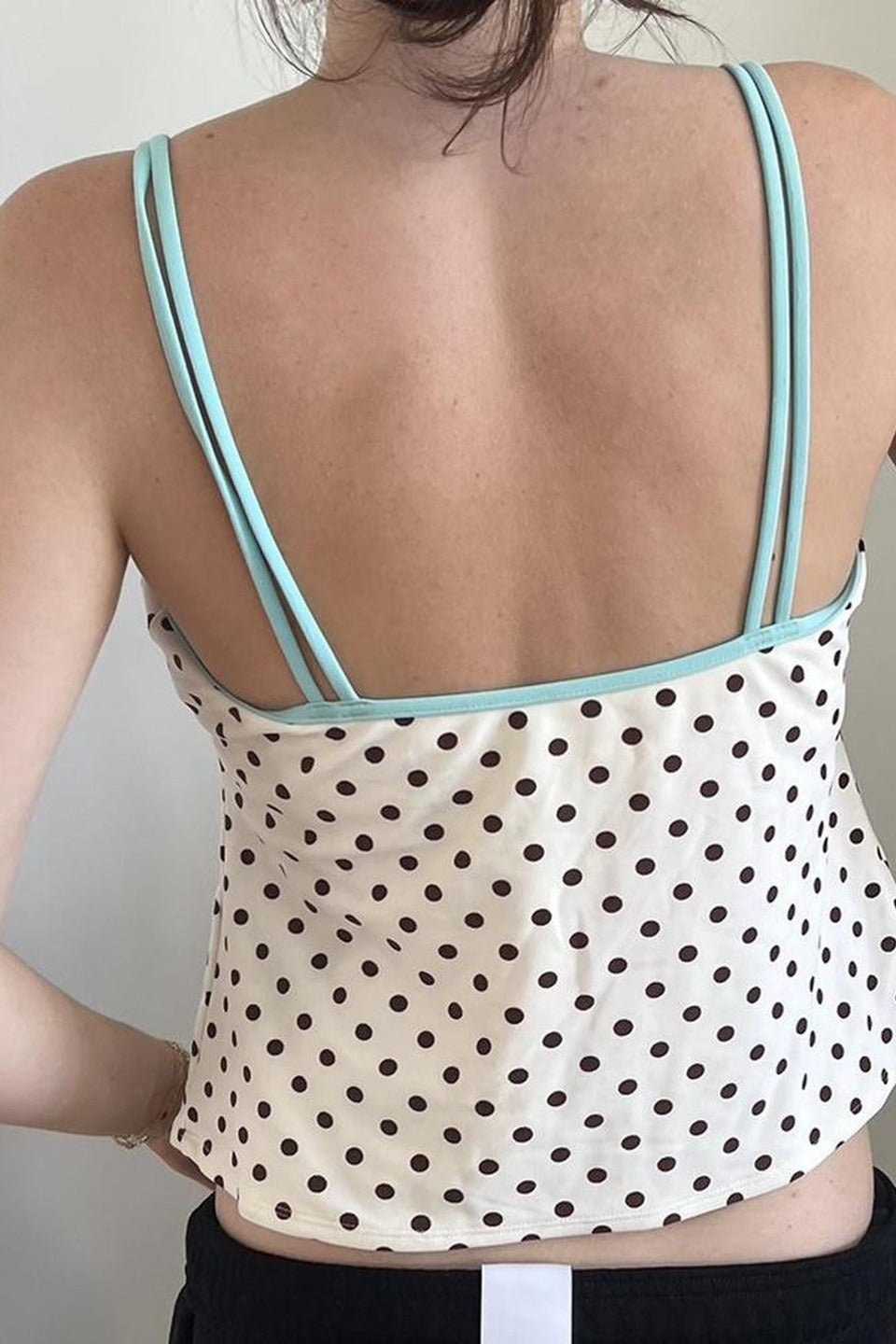 Polka Dot Bow Tie Cutout Cami Crop Top