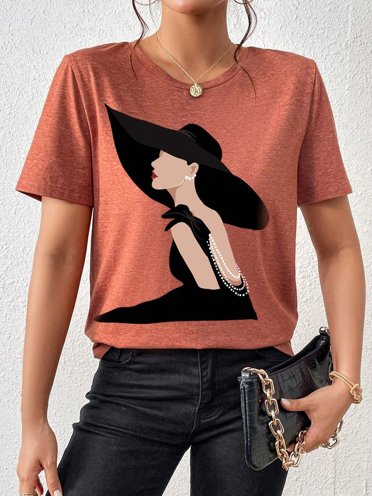 Crew Neck Short Sleeve Figure Graphic Print T-Shirt Top 2