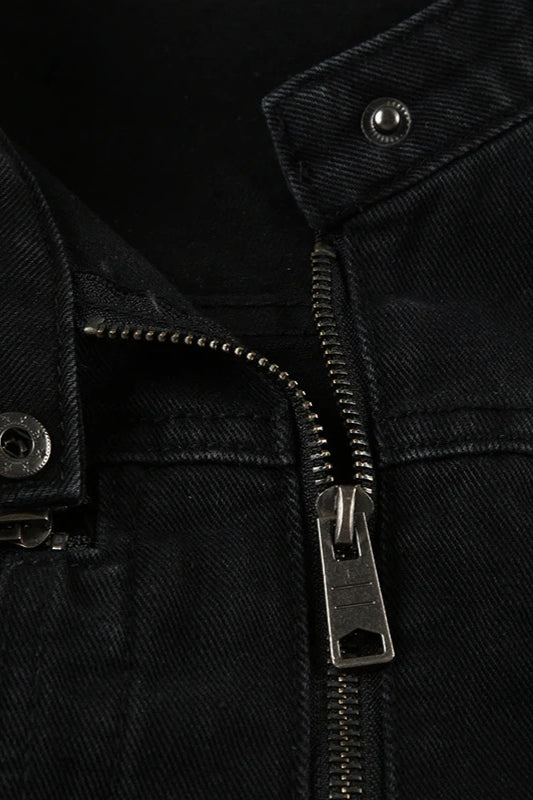 Double Zipper Denim Cargo Jacket