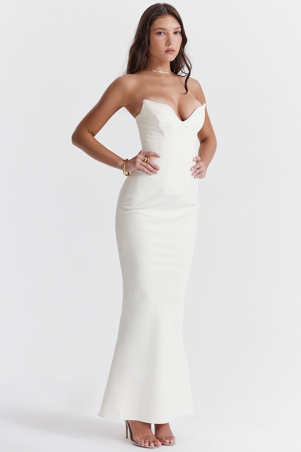 Strapless Sweetheart Corset Bodice Mermaid Maxi Dress 7