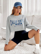 Letter Graphic Drop Shoulder Crop Tee