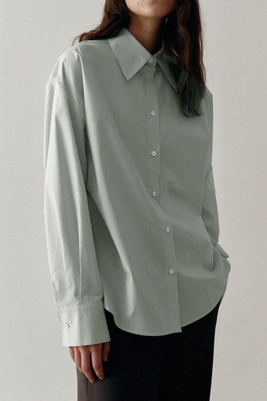 Oversized Collared Roll Sleeve Button Front Longline Shirt 5