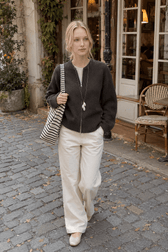 Casual Solid Color Zip-Up Loose Fit Knit Sweater