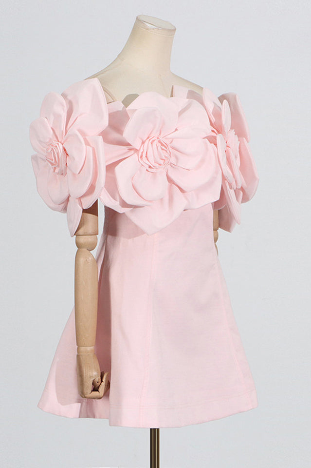 Floral Appliqué Off Shoulder Fit and Flare Mini Dress 12