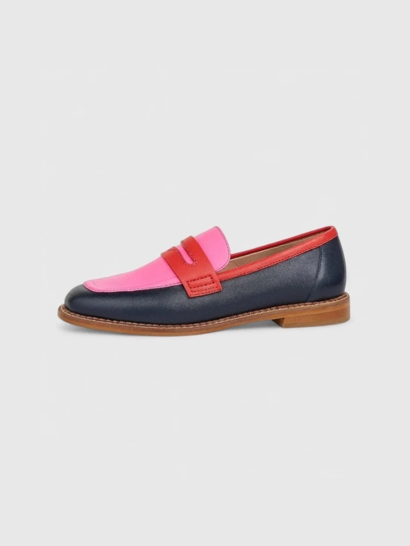 Square Toe Penny Strap Block Heel Loafers