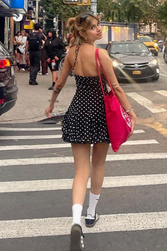 Halter Polka Dot Slip Dress