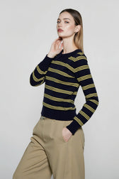 Relaxed Fit Striped Knit Top