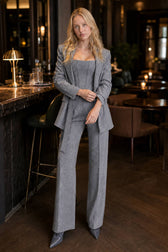 Layered Corset Style Three Piece Blazer Pants Set