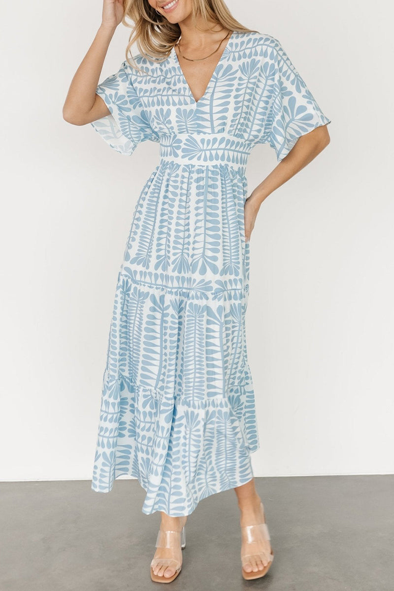 Gloria Exclusive Printed Vintage Holiday Dresses with Striped Print, Patchwork and V Neck Evening Wear Edit