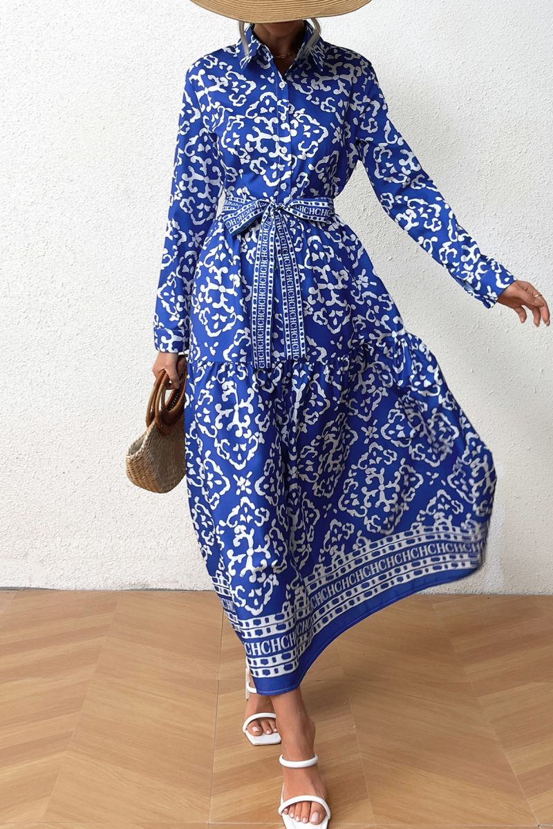 Esperanza Statement Casual Printed Patchwork Shirt Collar Long Sleeve Dresses Boutique Collection
