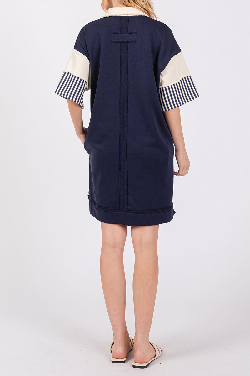 Encarni Casual Striped Pocket Dress with Relaxed Fit and Modern Casual Wear