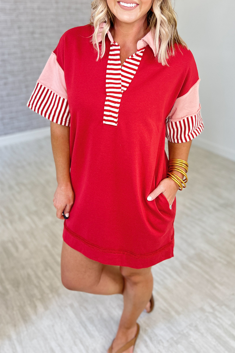 Encarni Casual Striped Pocket Dress with Relaxed Fit and Modern Casual Wear