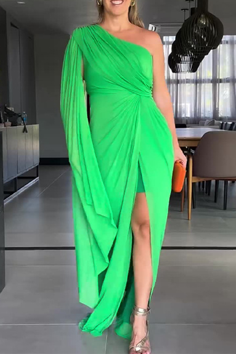 Eugenia Exclusive Party Ruched Irregular Slanted Shoulder Dresses (5 Colors) Everyday Luxe Edit