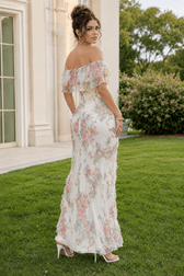 Off Shoulder Bodycon Long Print Floral Dress