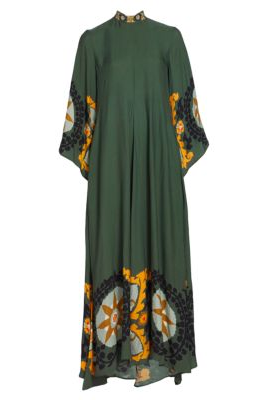 Milagros Exclusive Magnifico Printed Maxi Dress Green Boutique Collection