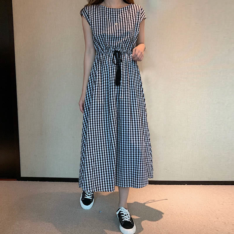 Cap Sleeve Drawstring Waist Linen Look Maxi Dress 13