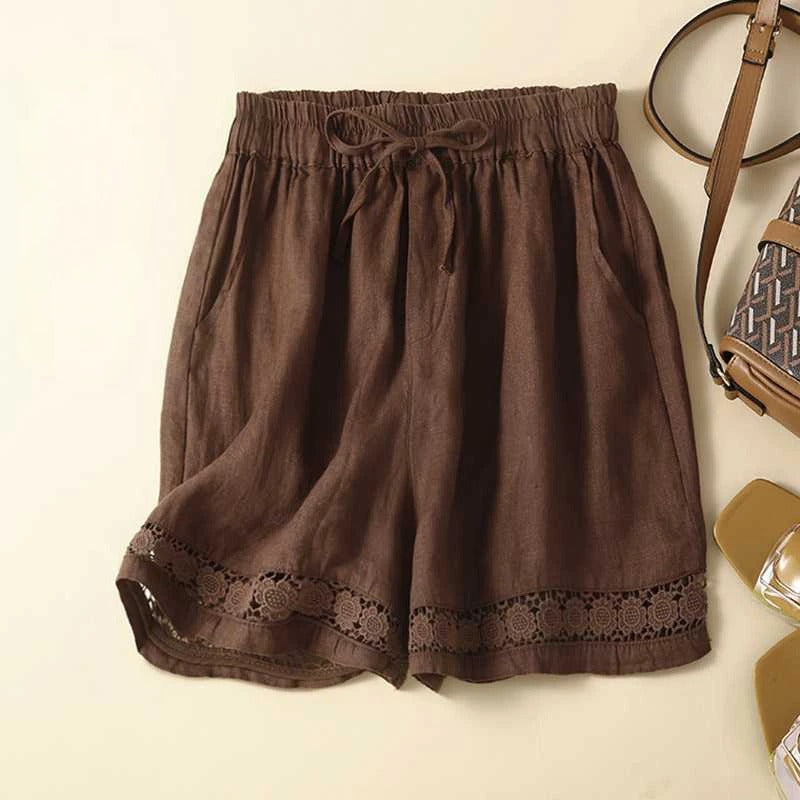 Drawstring Waist Crochet Lace Trim Shorts